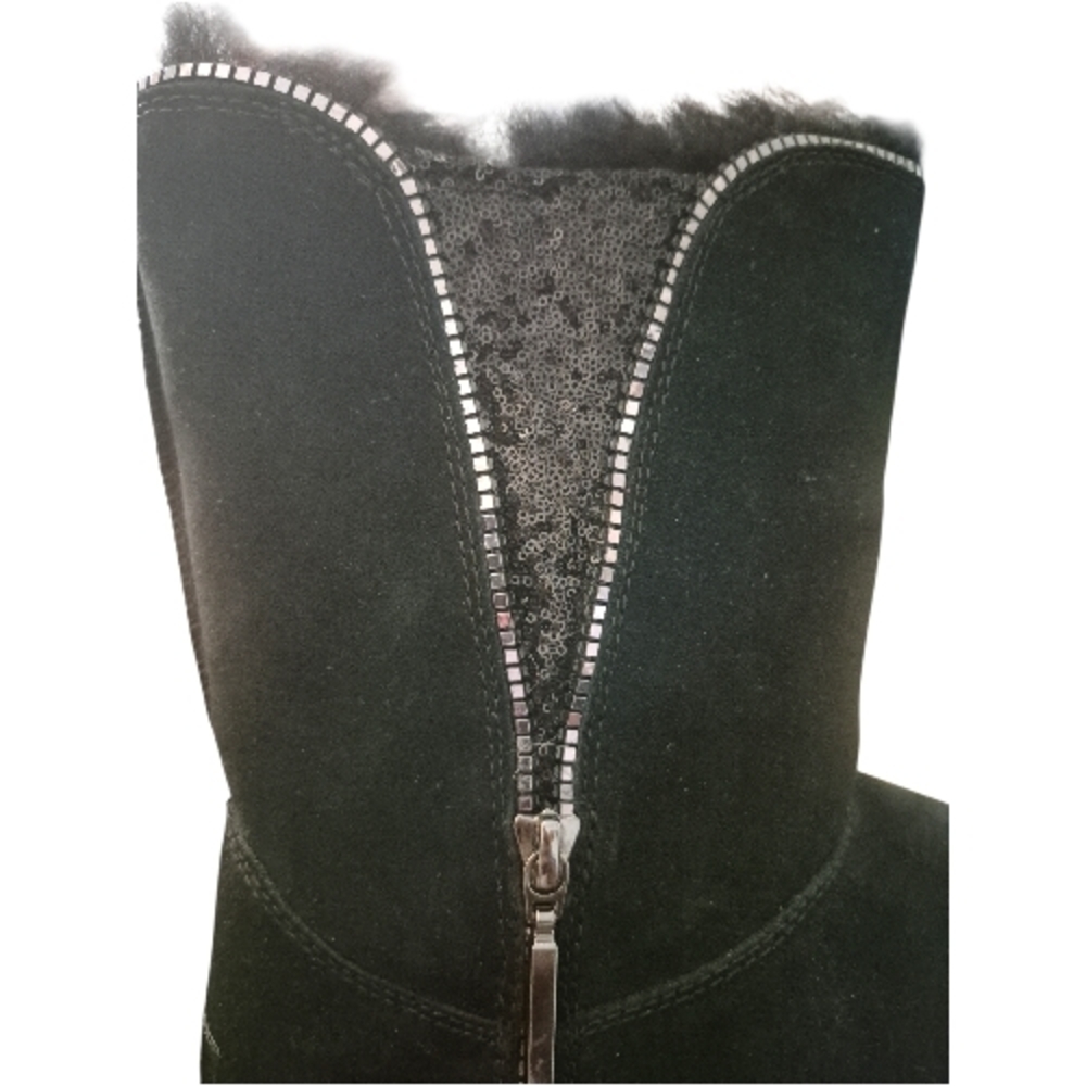 UGG Black Classic Sequin Zip Booties Sz 9 - Picture 4 of 7